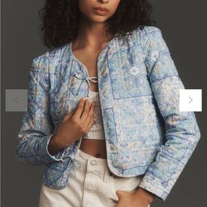 Anthropologie DOLAN Bow-Front Linen Quilted Lady Jacket